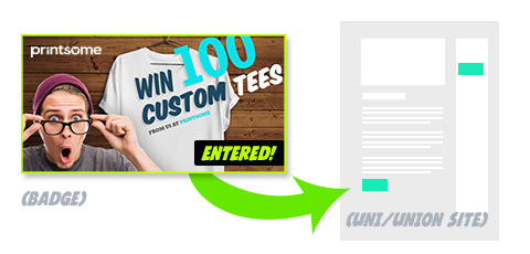 Win 100 Free T-shirts badge